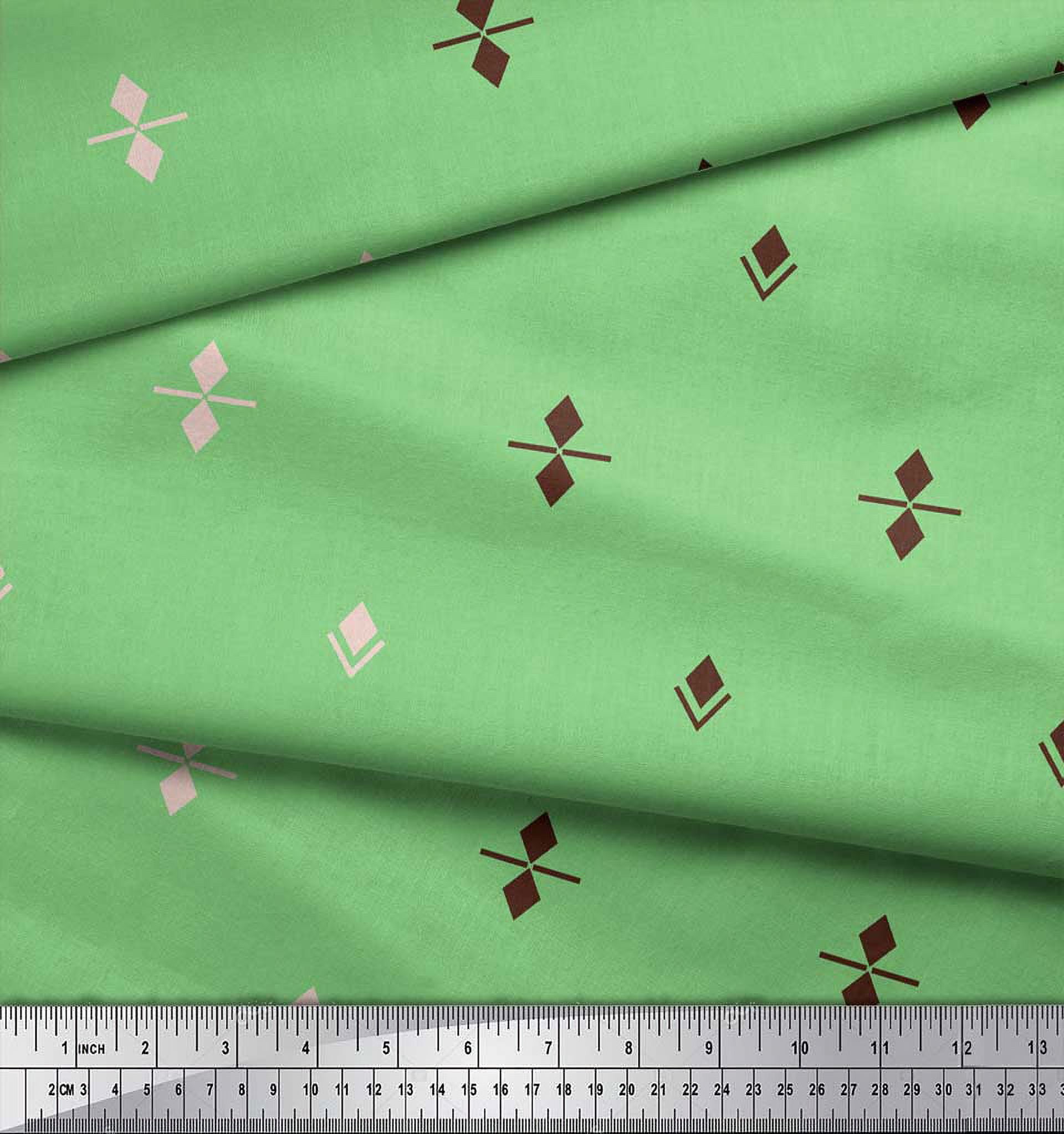 Soimoi Green Modal Satin Fabric Butidar Jamdani Print Fabric by the Yard 42 Inch Wide