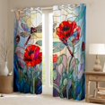 thumbnail image 2 of Ensemble de Rideaux de Fenêtre Coquelicot Rouge, 2 Panneaux, Rideaux de Fenêtre Jardin Rustique Fleurs Rouges Libellule, Style Vitrail Artistique Patchwork pour Chambre d'Enfants et d'Adultes, 38l X 45h, 2 of 6