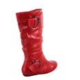 thumbnail image 2 of Bottes Mi-Mollet à Bout Rond pour Femmes Zone 80 en Similicuir à Fermeture Éclair et Boucle, Style Plissé Décontracté, Talon Plat ( Rouge, 8), 2 of 2