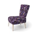 thumbnail image 3 of Designart "Royal Ragdolls In Deep Purple" Purple Paisley Upholstered Accent Chair - Glam Arm Chair For Bedroom, 3 of 7