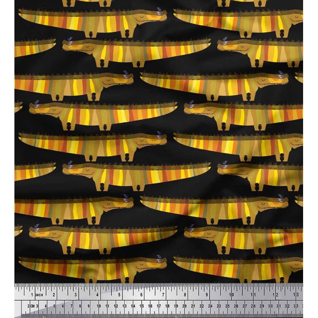Soimoi Rayon Fabric Crocodile Kids Decor Fabric Printed Yard 56 Inch Wide