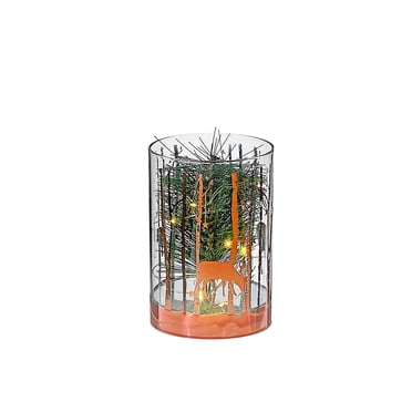 Support En Verre Cylindrique À Led, Petit Arbre De Pin En Or Rose