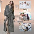 thumbnail image 5 of Women's Plush Fleece Robe with Elastic Waist Design Long Warm Solid Bathrobe Dressing Nightgown, 5 of 5