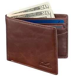 Leather Wallet For Men With Zipper Closure 7.68 in L X 4.13 in W X