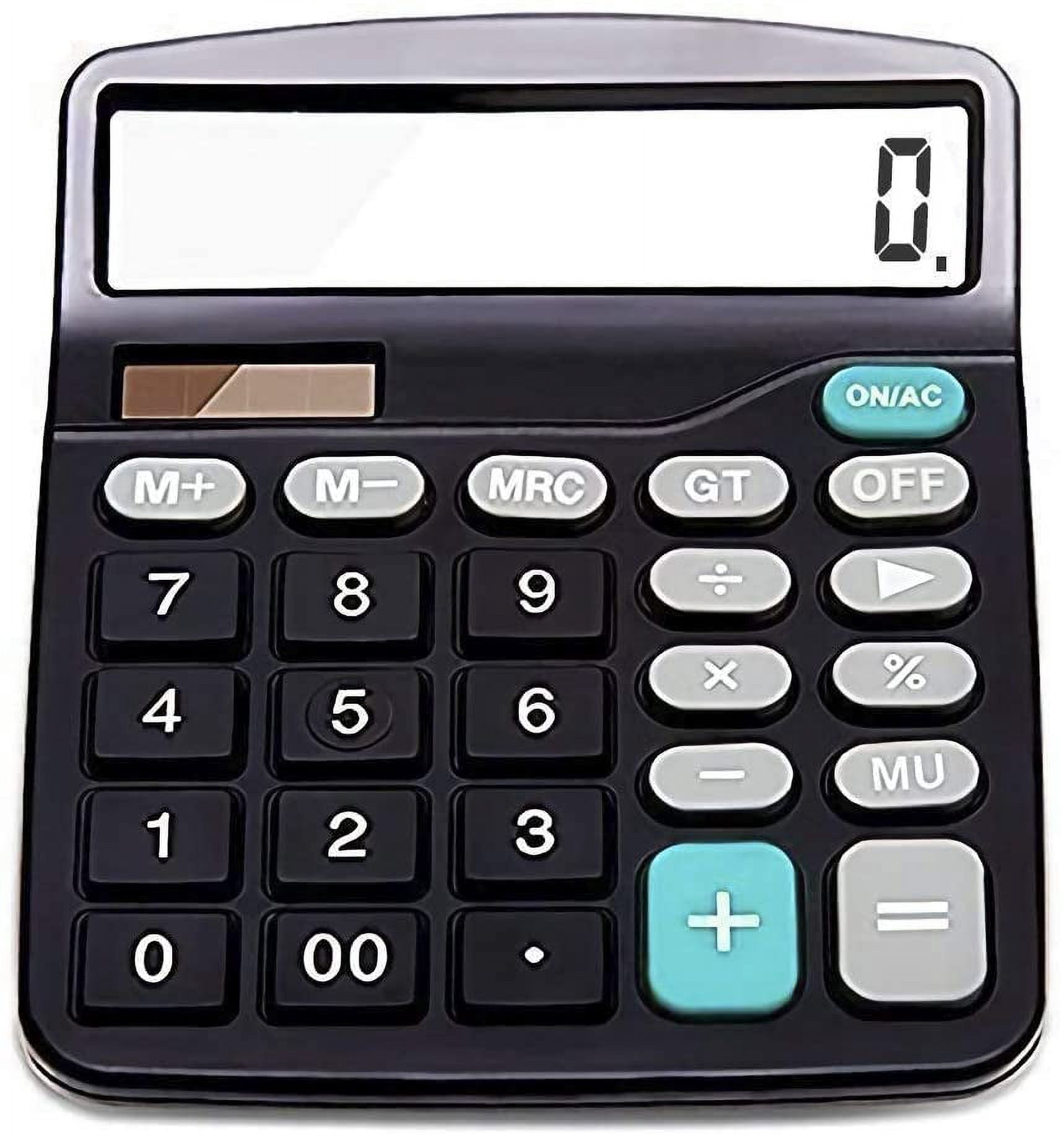 Calculator, Electronic Desktop Calculator with 12 Digit Large Display, Solar Battery LCD Display Office Calculator,Black