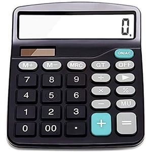 Calculator, Electronic Desktop Calculator with 12 Digit Large Display, Solar Battery LCD Display Office Calculator,Black