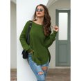 thumbnail image 1 of EGNMCR Chandails pour Femmes Manches Longues Col Rond Chandail Fendu Couleur Unie Haut Col Rond Chandail, Cadeaux pour Femmes, 1 of 3