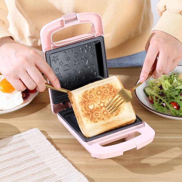 DPTALR Machine à Pain - Grille-Pain - Mini Machine à Déjeuner à Chauffage Double Face - Machine à Déjeuner Multifonction pour la Maison - Presse-Sandwich