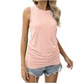 thumbnail image 1 of Yuyuzo Tank Tops for Women Sleeveless Crewneck Shirts Solid Color Ruched T Shirts Basic Summer Top, 1 of 7