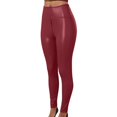 thumbnail image 1 of Birdeem Women's Solid Matte Pc Leather Open Crotch Pants Slim Flare Long Leggings, 1 of 1