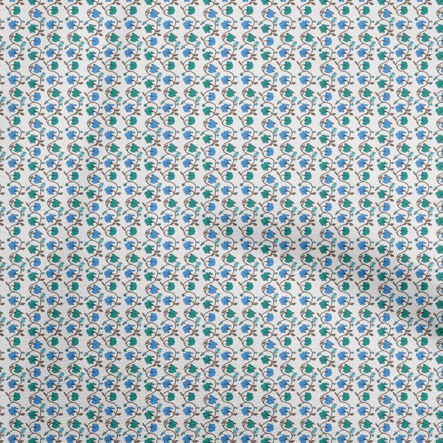 oneOone Cotton Silk Medium Blue Fabric Asian Block Sewing Craft Projects Fabric Prints By Yard 42 Inch Wide