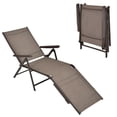 thumbnail image 1 of Gymax Chaise Longue d'Extérieur Réglable pour Patio et Plage, Fauteuil Inclinable Pliant, Brun, 1 of 8