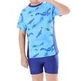 thumbnail image 3 of PMVFHDE Boys Plus Size Swimwear | Quick-Dry Two-Piece Swimsuit Set | Solid Color Summer Swim Trunks & Rash Guard Blue-D,160, 3 of 6
