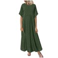 thumbnail image 1 of Robe Décontractée pour Femmes Grande Taille à Col Rond, Manches Courtes, à Pois Peints, 1 of 9
