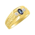 thumbnail image 4 of RYLOS Men's Rings 14K Yellow Gold Classic Nugget 6X4MM Oval Gemstone & Diamond Ring Alexandrite June Birthstone Rings Size 13, 4 of 7