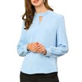 thumbnail image 1 of INSPIRE CHIC Blouse à Boutons pour Femmes à Col Montant avec Goutte d'Eau, Dos Plissé, 1 of 6
