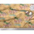 thumbnail image 3 of Soimoi Orange Rayon Fabric Palm Tree, & Flamingo Bird Printed Craft Fabric by the Yard 42 Inch Wide, 3 of 3