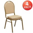 thumbnail image 4 of 4 Pk. HERCULES Series Dome Back Stacking Banquet Chair in Beige Patterned Fabric - Gold Frame, 4 of 7