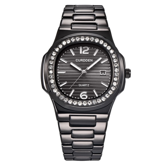 EGNMCR Men's Quartz Watch Men's Fully Rhinestone Watches Quartz Lced Out Gold Diamond Wristwatch MEN watch