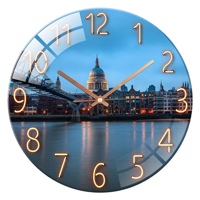 Abbracc Round Wall Clock, Battery Operated, 12 Inches Silent Wall Clocks for Living Room/Bedroom/Kitchen, Large Digital Display, Decorative Wall Clock