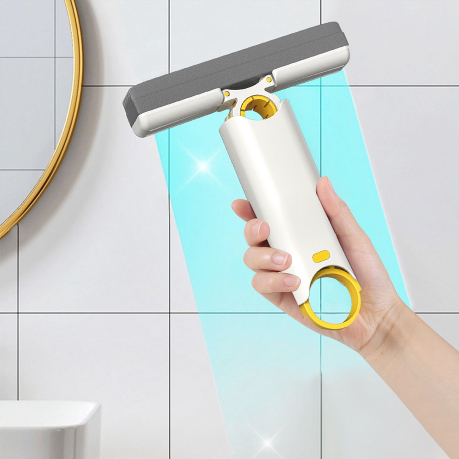 LSLJS Portable Short Mop, Mini Lazy Hand Wash-Free Strong Absorbent Mop, Wet and Dry Use, Floor Cleaning System for Bathroom Kitchens Tableware Desktop Glass