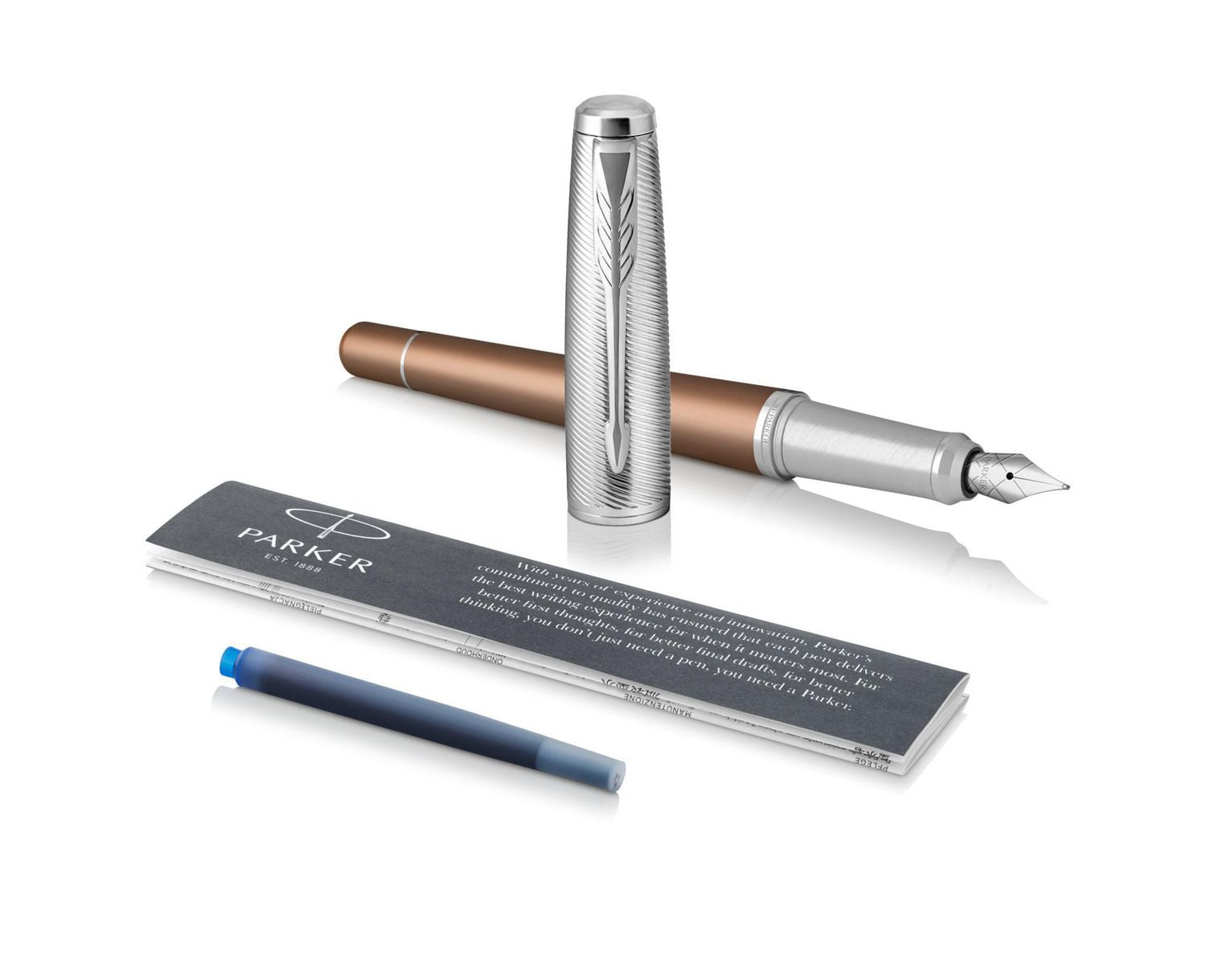 Parker Urban Fountain Pen with Fine Nib with Blue Ink Refill, Premium Orange