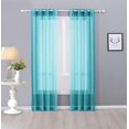 thumbnail image 2 of Interior Trends Ariana 2 Piece Sheer Voile Fully Stitched Window Panel Curtain Drape Set with Grommets (63" Length, Turquoise), 2 of 4