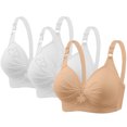 thumbnail image 1 of Birdeem Bras for Women 3Pcs Womans Printing Gathered Together Large Size Daily Bra Underwear No Rims, 1 of 1