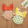 thumbnail image 3 of Xingqing Newborn Infant Baby Girls Short Flare Sleeve Pullover Print Ruffles Jumpsuits, 3 of 9