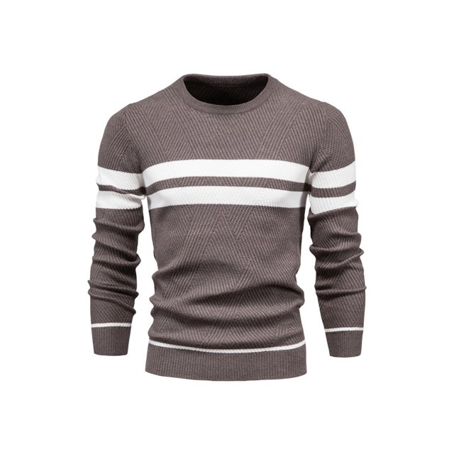 Innerwin Pull à Manches Longues pour Hommes Pull Col Rond Ample Tricoté Café L