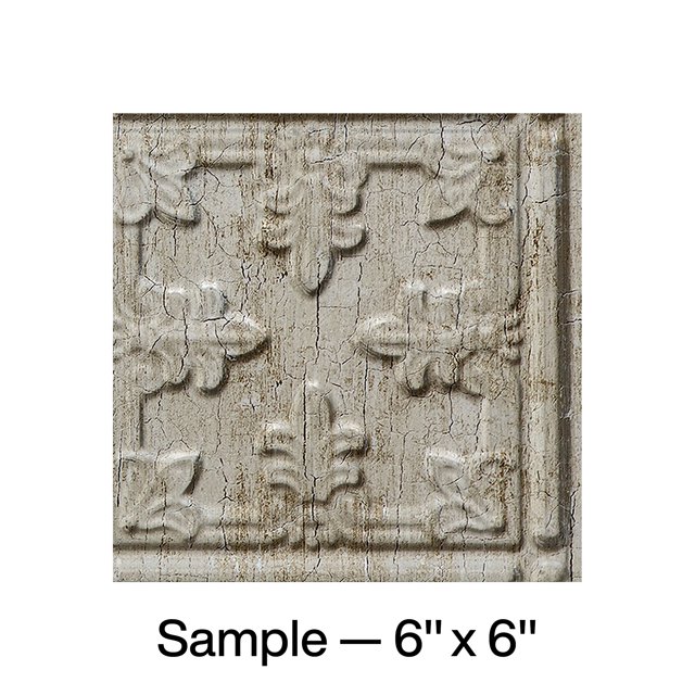 FASÄDE Traditional Style 10 Decorative Vinyl Backsplash Panel in Vintage Metal (6X6 Inch Sample)