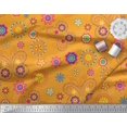 thumbnail image 3 of Soimoi Orange Polyester Crepe Fabric Insect & Floral Clip Art Decor Fabric Printed BTY 42 Inch Wide, 3 of 3