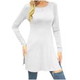 thumbnail image 1 of SROBPTY Longues Chandails à Manches pour Femmes, Mode pour Femmes Manches Longues Col Rond Taille Nuptiale Long Blanc, TG, 1 of 4