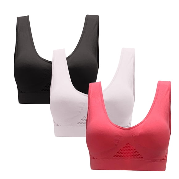 Yuyuzo 3PC Plus Size Bras for Women No Underwire Everyday Bra Breathable Wireless Comfort Stretchy Sleep Bra