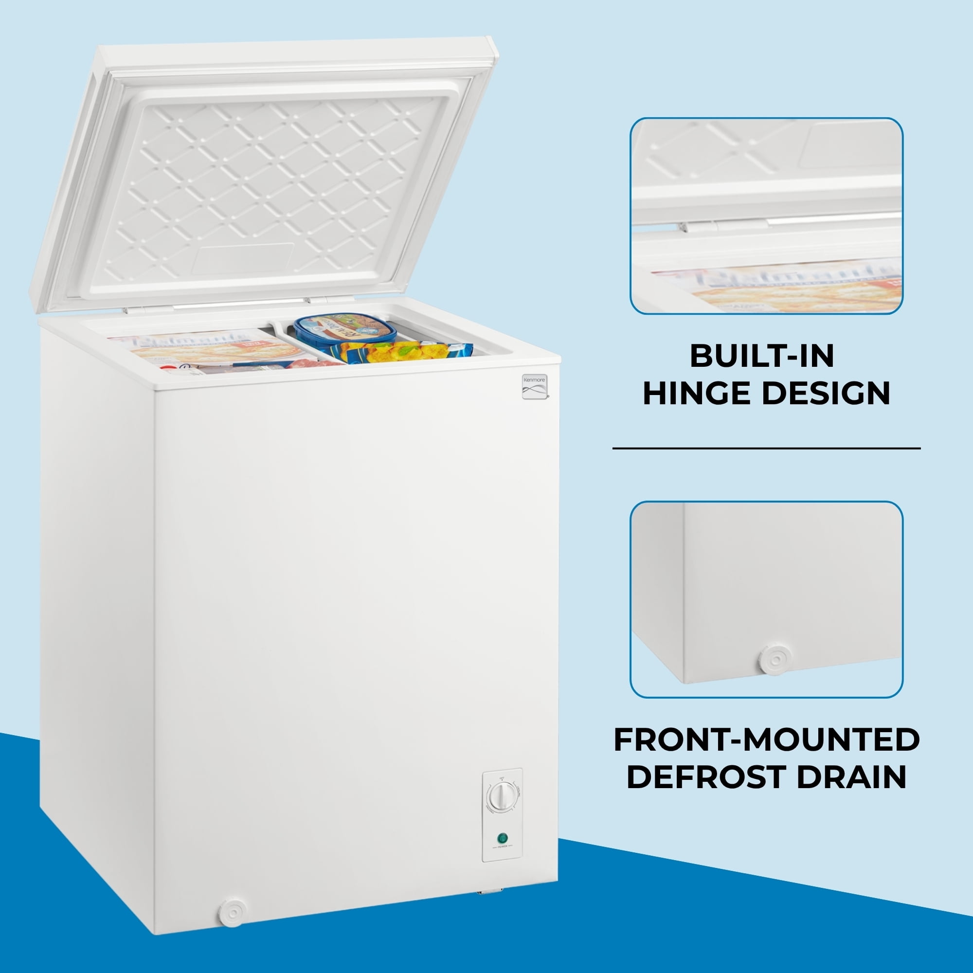 Kenmore 5 pi³. Congélateur/réfrigérateur coffre convertible, prêt pour le garage, dégivrage manuel (143 L), blanc