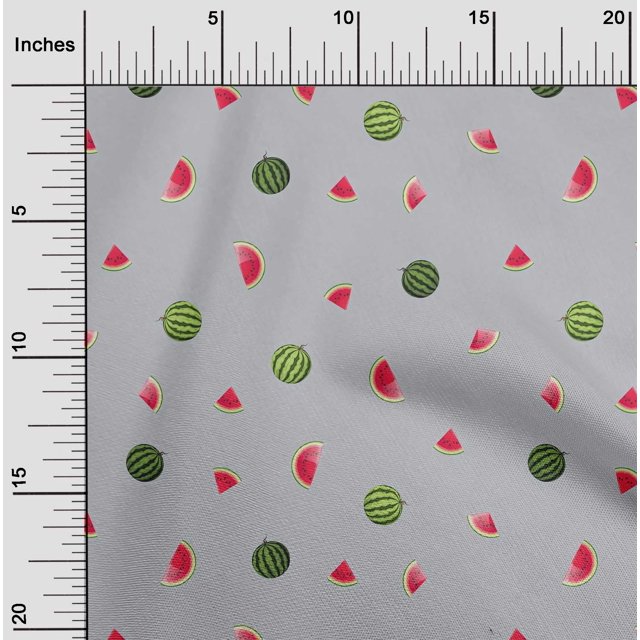 oneOone Silk Tabby Fabric Watermelon Fruit Printed Fabric 1 Yard 42 Inch Wide