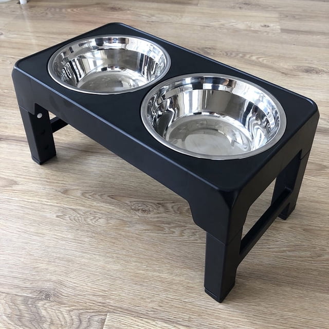 Bols Surélevés pour Chien Bols Surélevés pour Chien Bols Doubles en Acier Inoxydable Grande Capacité Bol Surélevé Réglable pour Animal avec 4 Modes de Hauteur