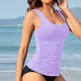 thumbnail image 3 of FRSASU Haut de Tankini à Encolure Ronde pour Femme - Haut de Maillot de Bain Coupe Ajustée Haut de Bain Modeste Sans Bas (avec Coussin de Poitrine et Sans Armature) Violet G(L), 3 of 3