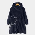 thumbnail image 3 of Women Printed Button Plush Tops Hooded Loose Cardigan Wool Coat Winter Jacket, 3 of 9
