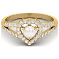 thumbnail image 1 of 0.83 Cts Round Pearl Heart Shape 925 Sterling Silver Gold Vermeil Solitaire With Accent Split Shank Wedding Rings, 1 of 3