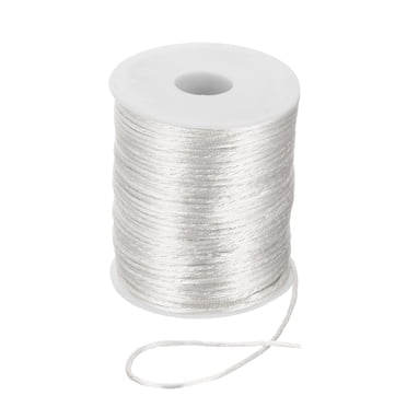 Uxcell Nylon String Cord Beading Satin String Knotting Cord Twine Thread for Jewelry Making White
