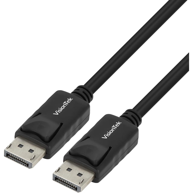 Visiontek Câble de 2 Mètres DisplayPort vers DisplayPort (M/M) avec Gaine flexible Noire et Connecteurs Moulés, Dotés de Prises DisplayPort en Métal et de la Marque Visiontek, Prenant en Charge la Vidéo 4K UHD et la Compatibilité multi-OS.