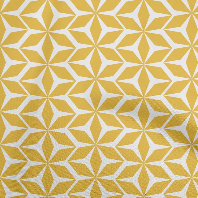 oneOone Cotton Silk Yellow Fabric Geometric Craft Projects Decor Fabric Printed By The Yard 42 Inch Wide
