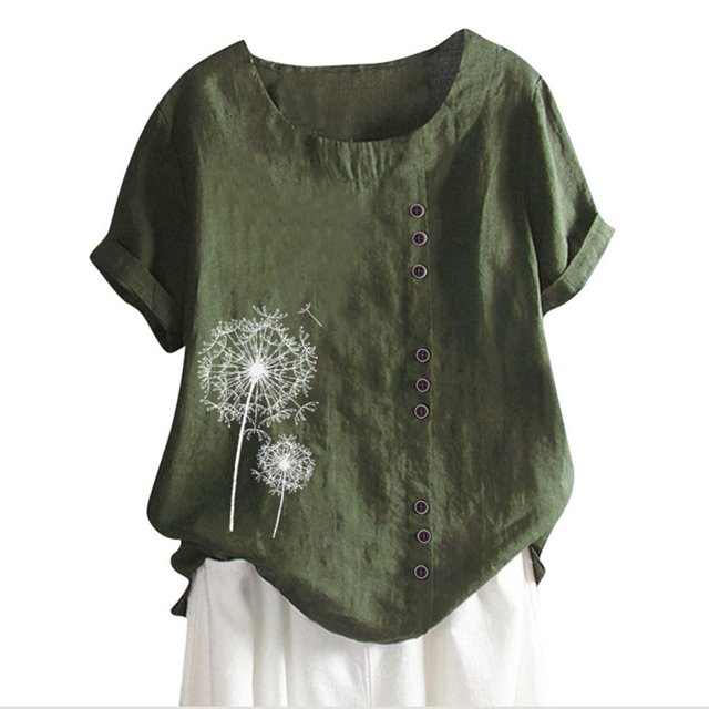 Hauts d'Été pour Femmes,Hauts d'Été pour Femmes,T-Shirt à Col d'Été pour Femmes à Manches Courtes Décontracté Imprimé avec Boutons,Shorts pour Femmes,Hauts d'Été pour Femmes