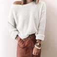 thumbnail image 2 of Mrat Chandails d'Automne pour Femmes Mode pour Femmes à Rayures Colorblock Court Court Chandail en Tricot Court Chandails Courts pour Femmes P-89 Blanc P, 2 of 5