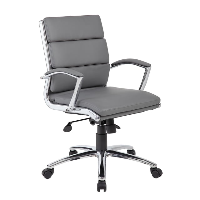 Boss Office CaressoftPlus Executive Mid-Back Chair in Gray