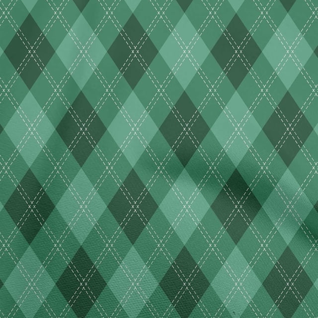 oneOone Polyester Spandex Sea Green Fabric Check Sewing Material Print Fabric By The Yard 56 Inch Wide