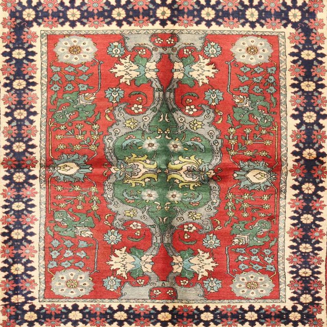 Ahgly Company Tapis d'Intérieur Lavable en Machine Carré Traditionnel Rouge Brique, 5 Pieds Carré