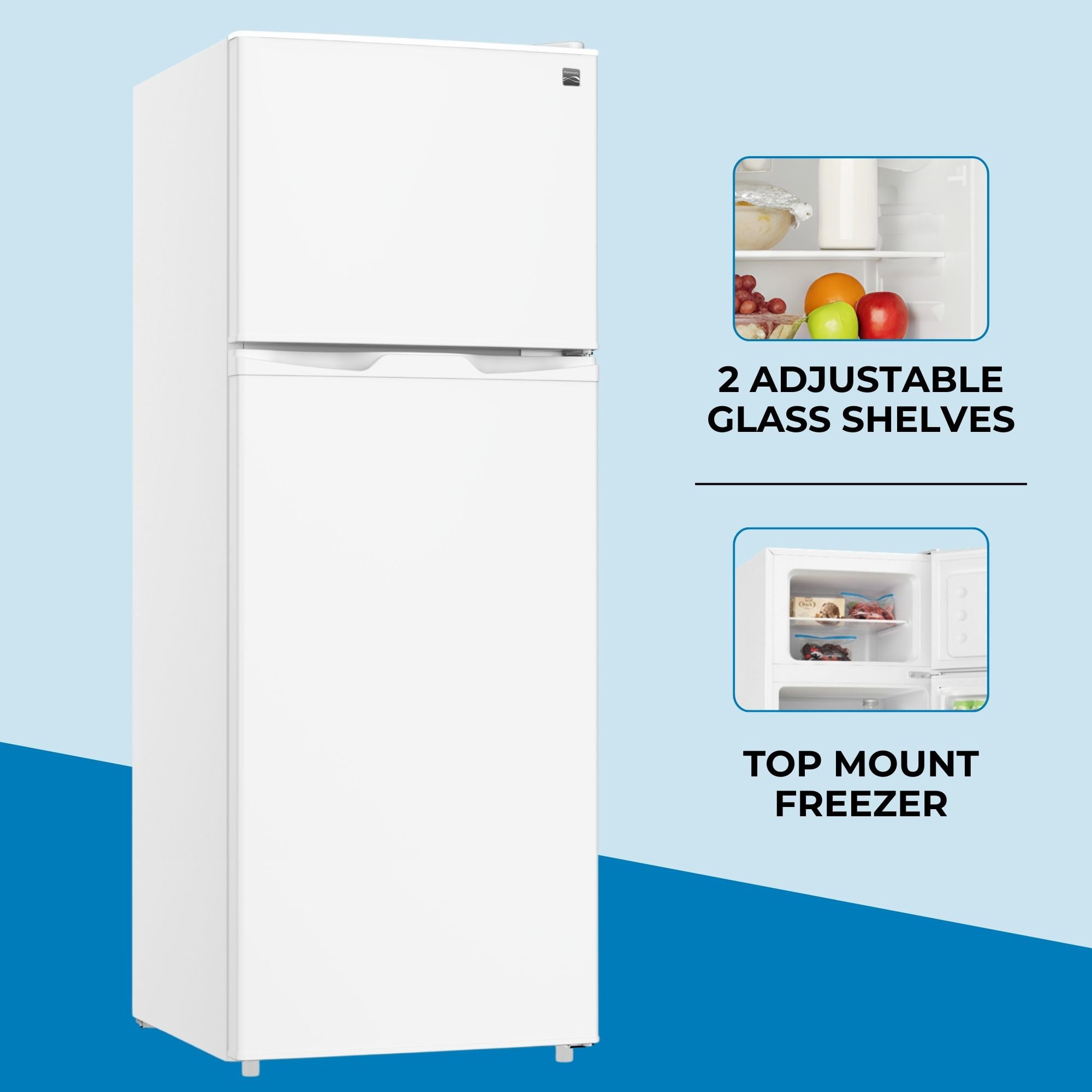Réfrigérateur Kenmore 7,5 pi³ avec congélateur supérieur, deux portes, homologué Energy Star, blanc
