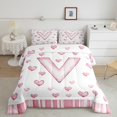 thumbnail image 1 of Erosebridal Initial V Letter Bedding Toddler Comforter Set, Pink Heart Bow-tie Down Comforter, Geometry Decor, Reversible 2pcs, 1 of 8